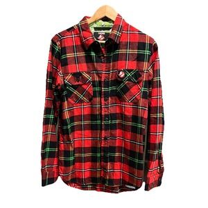 Ghostbusters Middle of Beyond Red Plaid Men's Casual Button Down Shirt Size S